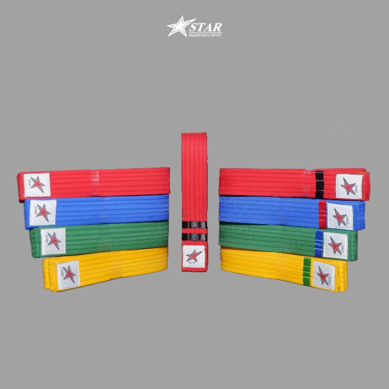 SABUK TAEKWONDO KUNING HIJAU BIRU MERAH (STAR)