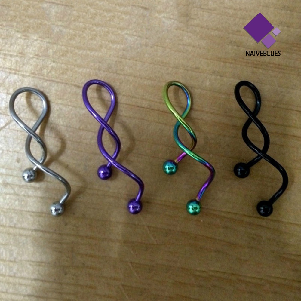 1 Pc Anting Tindik Bentuk Barbel Spiral Berat 14g