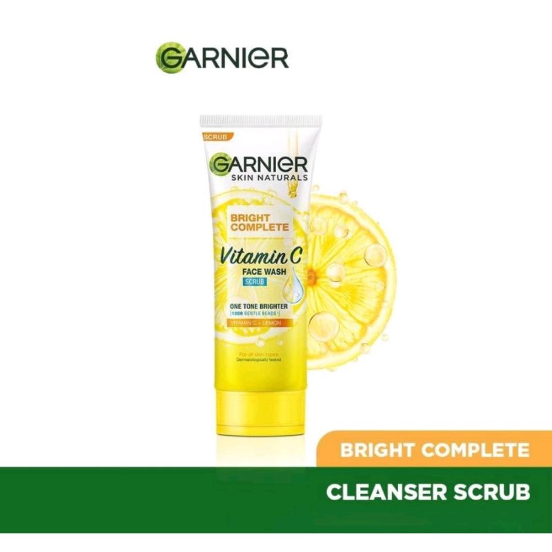 GARNIER BRIGHT COMPLETE VITAMIN C 100ML / BRIGHTENING SCRUB / GARNIER SABUN CUCI MUKA