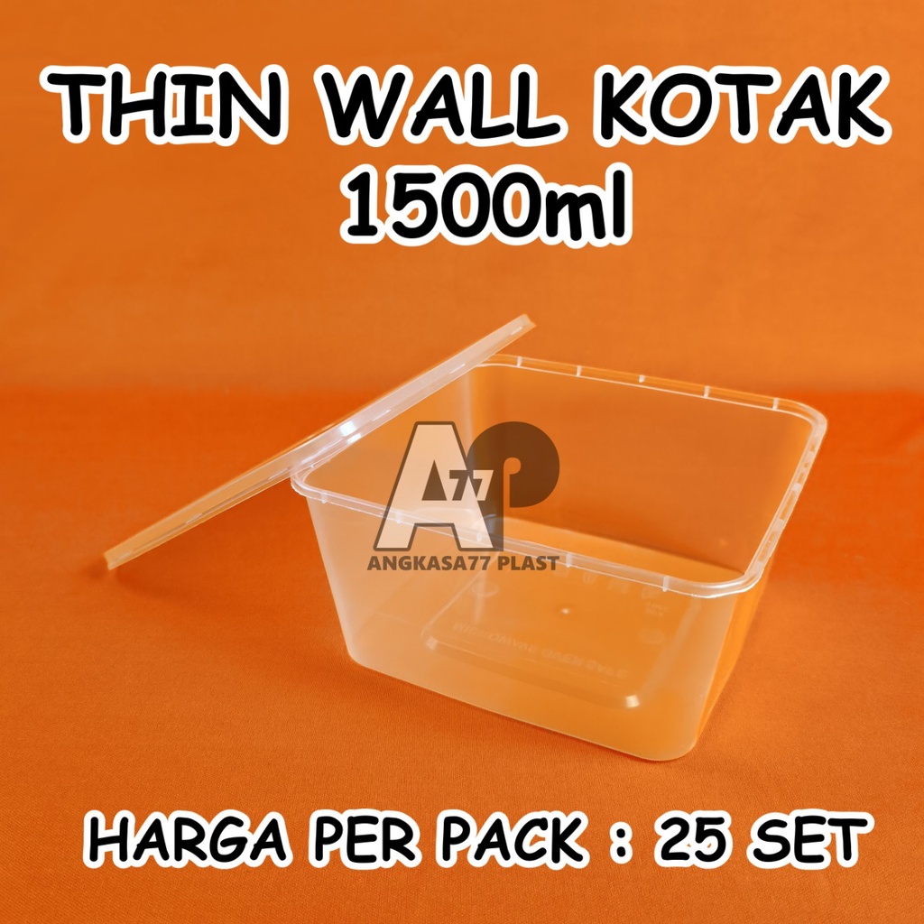 Thinwall persegi panjang 1500ml / food container kotak makan 1500 ml