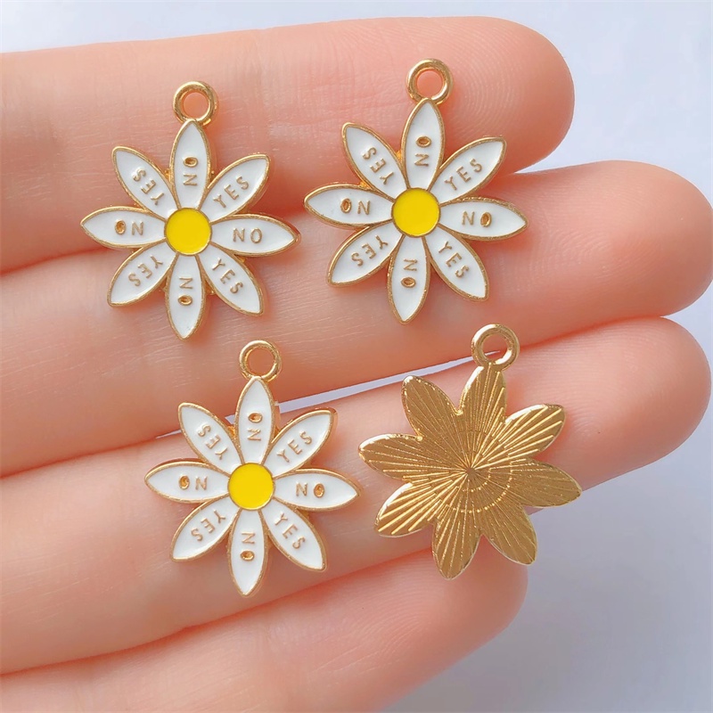 4pcs Liontin Bunga Enamel Handmade DIY Untuk Membuat Perhiasan