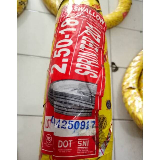 Paketan BAN SWALLOW 250-18 & 275-18 SPRINTER TUBETYPE BUKAN TUBELESS