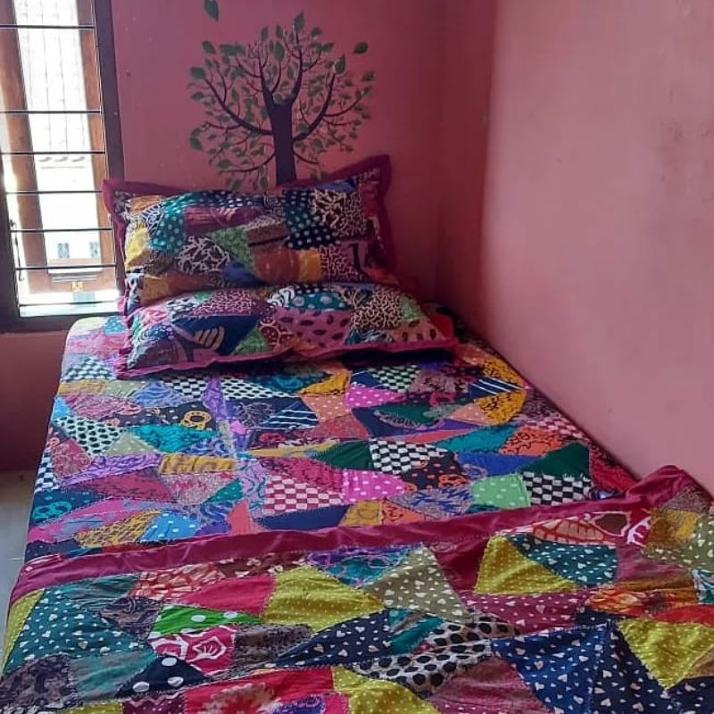 seprei perca batik zigzag 120x200x20 seprei halus batik pekalongan batik Indonesia