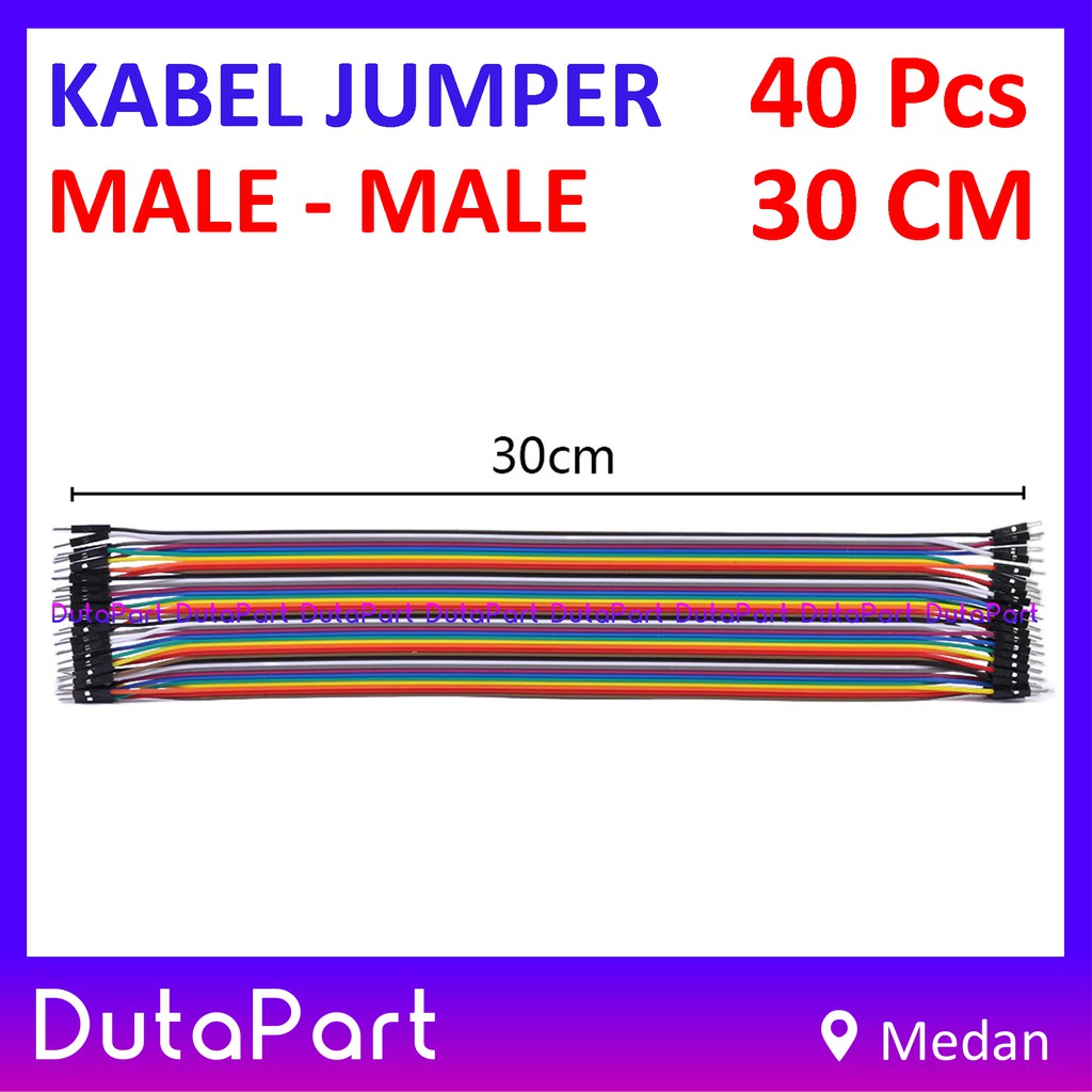 40Pcs Kabel Jumper 30cm MALE to MALE Dupont Cable Wire Pelangi