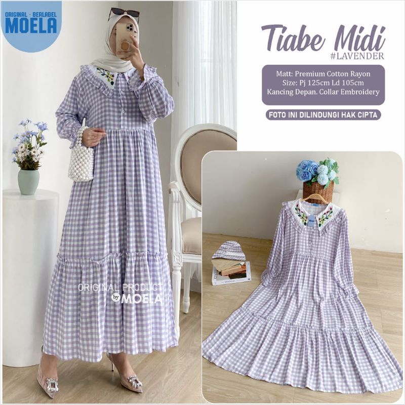 TIABE MIDI DRESS MIDI KOTAK-KOTAK CANTIK ORIGINAL BY MOELA
