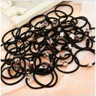10 20 30 pcs pouch Ikat Rambut karet hitam variasi 10 20 30 pcs pouch Ikat Rambut karet hitam variasi