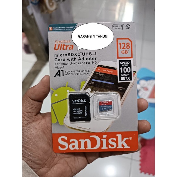 MEMORI SANDISK 128GB + ADAPTOR BISA BUAT KAMERA DXLR GARANSI 1 TAHUN