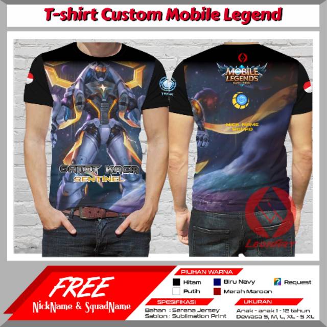 Gatot Kaca Sentinel Clothes FREE add Squad & Nick Name - Baju Kaos Game Mobile Legend Gaming Moba