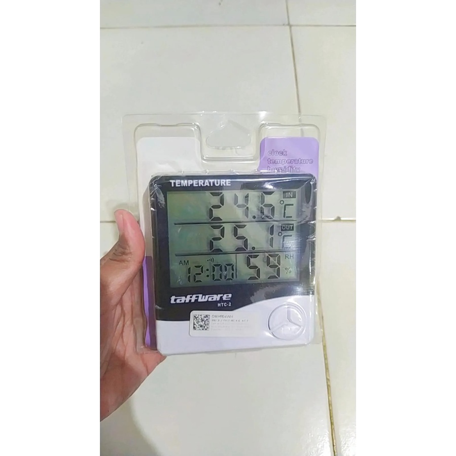 TERMOMETER HTC-2 ALAT UKUR SUHU TEMPERATUR RUANGAN CLOCK