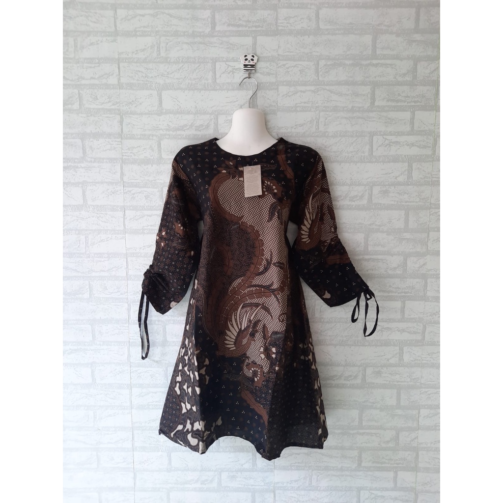 couple tunik batik lengan serut dan kemeja batik