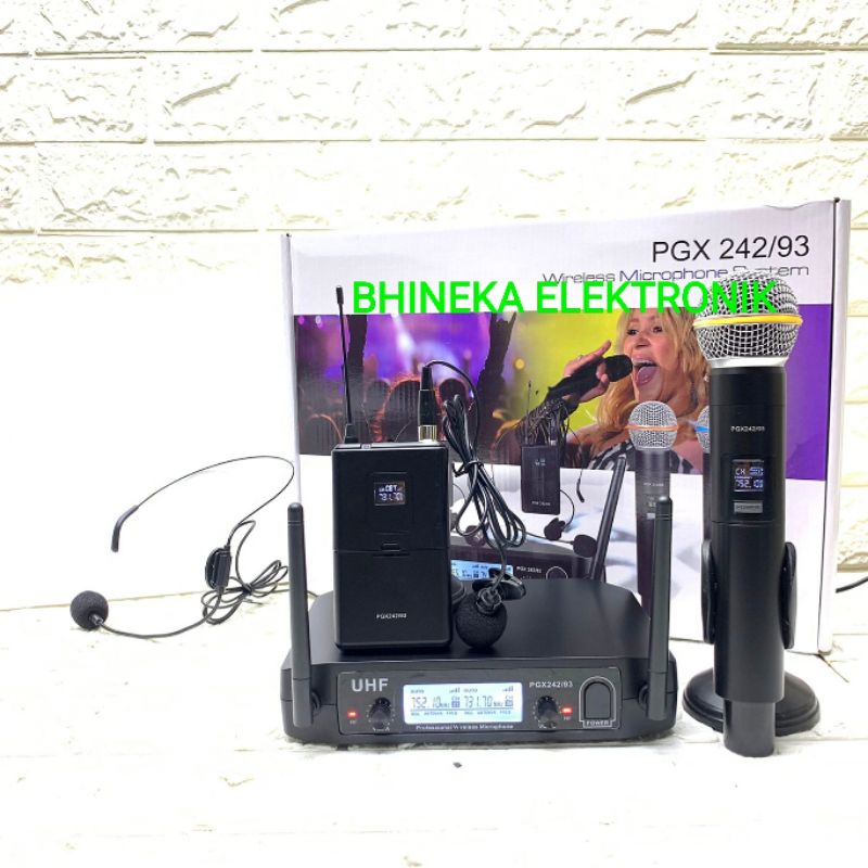 MIC SHURE WIRELESS PGX242/93 PGX 242/93 MIC HANDHELD + CLIP ON HEADSET