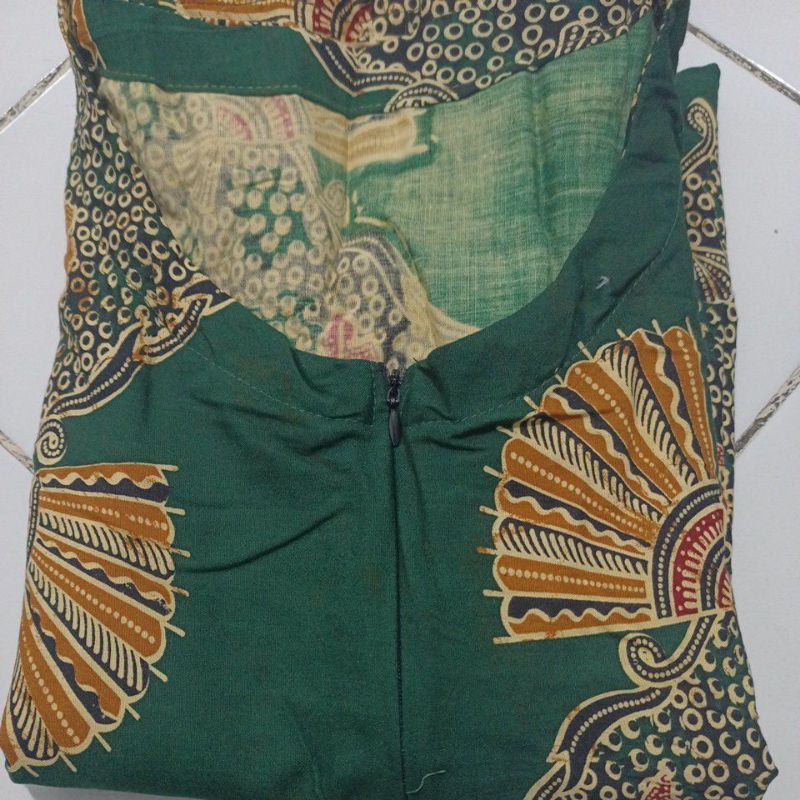 daster batik kelelawar jumbo XXXL LD 140 busui, bahan rayon super tebal dan adem busui-Lowo kipas ijo