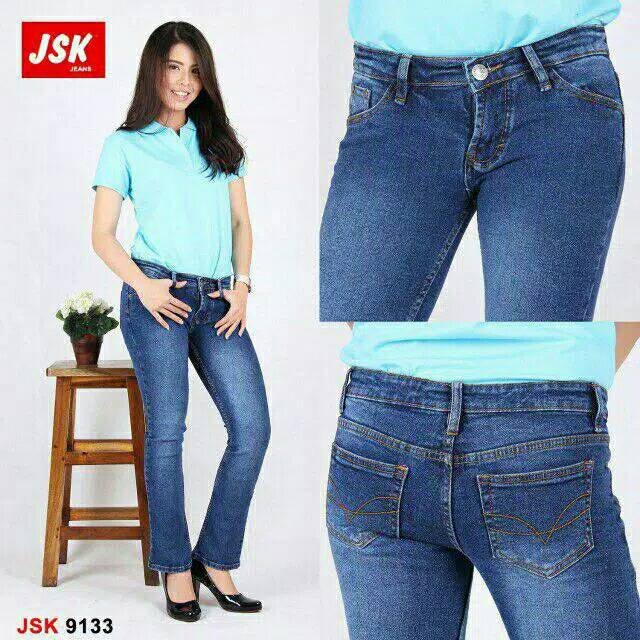 Celana Panjang Cutbray Jeans Wanita By JSK Celana Jeans Trendy Cewek Denim/Gaul/Celana Hitam Biru