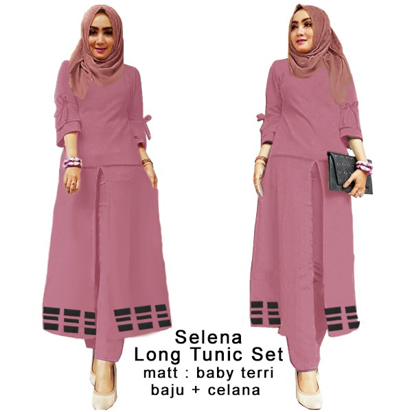 Selena Long Tunik Set - Central Grosir Fashion (CGF) - Ukuran L-3XL - Baby Terri