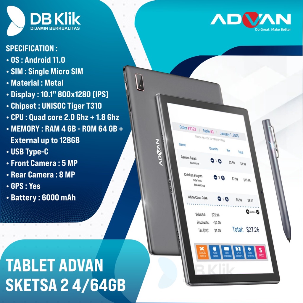 Tablet ADVAN Sketsa 2 4GB 64GB 10 Inch - ADVAN SKETSA 2 4/64GB