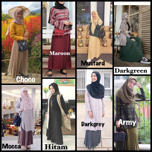 Rok plisket murah polos rempel muslimah skirt sale