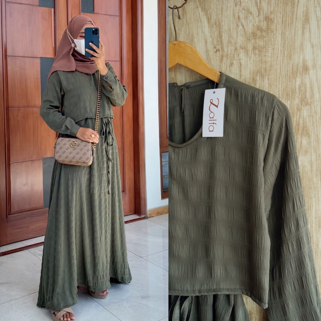 AYASHA dress by ZALFA OUTFIT / dress polos / dress crincle / gamis polos