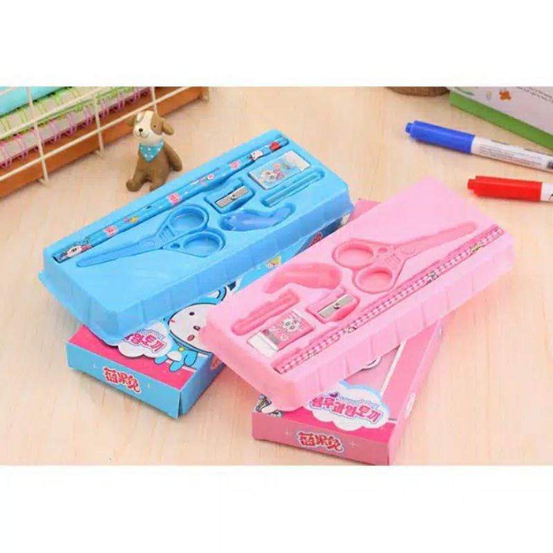 PS5033 Alat Tulis 5in1 Pensil Set Packing Box Dus, Perlengkapan Sekolah Anak, Pena Belajar, Stationary Kids School