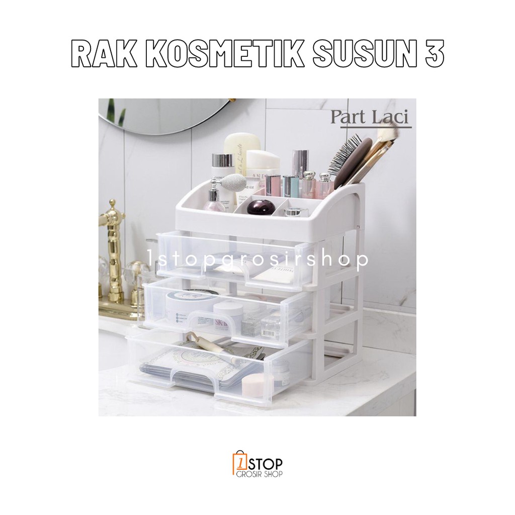 Rak Kosmetik Organizer Multifungsi Laci Susun Rak Make up Mini Storage Box