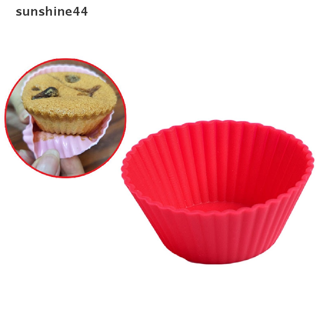 Sunshine 10pcs Cetakan Kue Muffin / Cupcake DIY Bahan Silikon