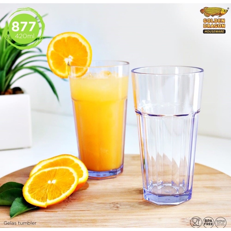Terbaru 6 Pcs Gelas jus 877 Golden dragon / gelas es jeruk / gelas minum / gelas bagus dan bening se