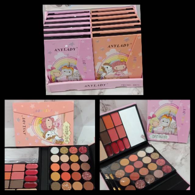 SUPER BIG EYESHADOW + HIGHLIGHTER + BLUSH ONE ANYLADY  PALETTE UNICORN /PEACH /BERRY NO.8601B /8601G