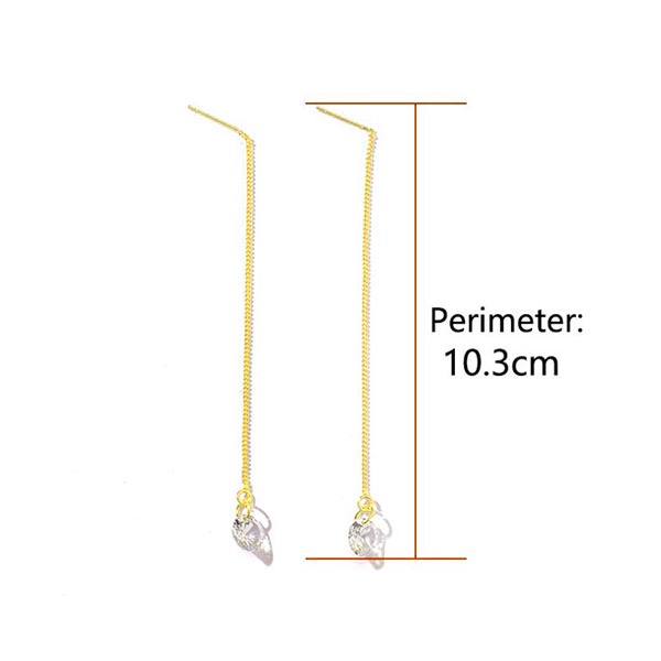 Anting Panjang Long Tassels Zircon Earrings Gold Titanium Anting Korea
