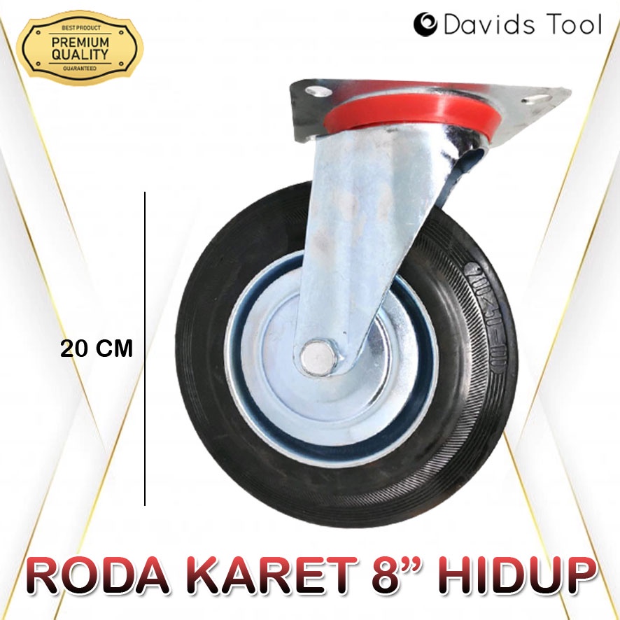Roda Troli Etalase Ban Gerobak Lemari 8 Inch Hidup