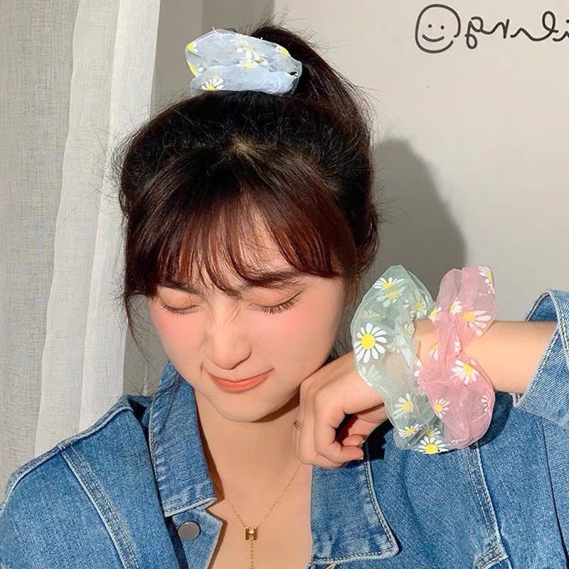 Ikat Rambut Jaring Ikat Rambut Wanita Anak Motif Bunga Fashion Korea Kekinian Karet Ikat Rambut Scrunchie