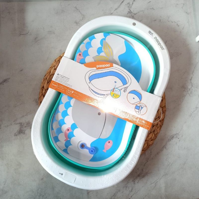 Paopao Folding Baby Bath Heat Sensor Tub Bak Mandi Bayi
