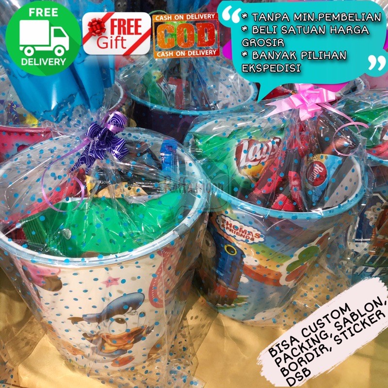 

Paket Hemat Souvenir Ulang Tahun Parcel Snack Ulang Tahun Anak Tong Sampah Kemas Plastik Pita