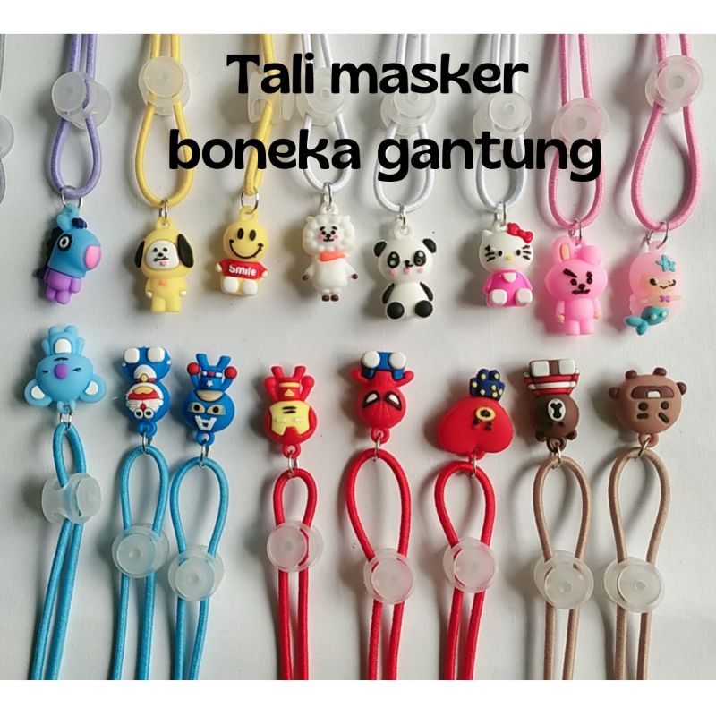 Tali masker 2 in 1 strap masker kalung masker dengan boneka gantung 3D