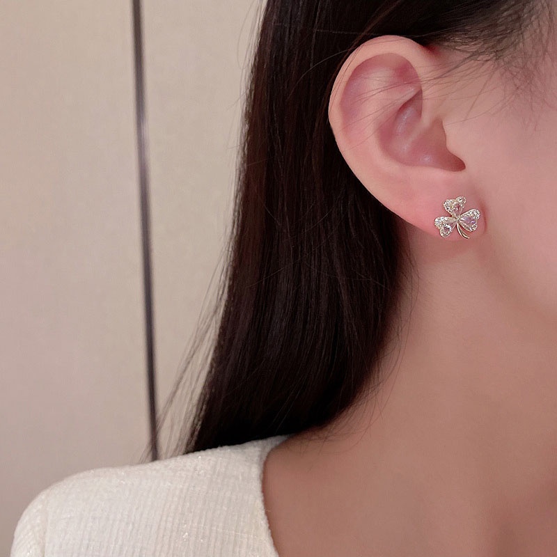 Anting Tusuk Sterling silver 925 Desain Bunga Hias Kristal Zircon Mewah Untuk Wanita