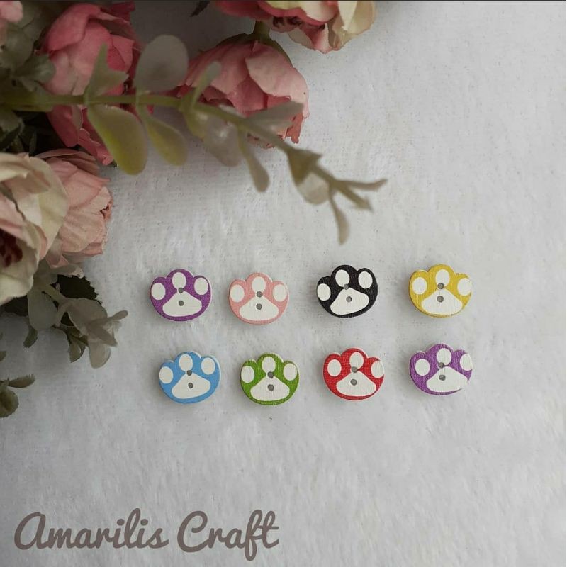 [10Pcs] Kancing Kayu Cat Paws