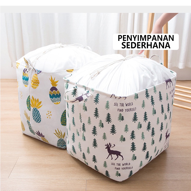 Penutup Serut Bag Keranjang Storage Bag 100 Liter Simpan Mainan Anak/Baju Organizer