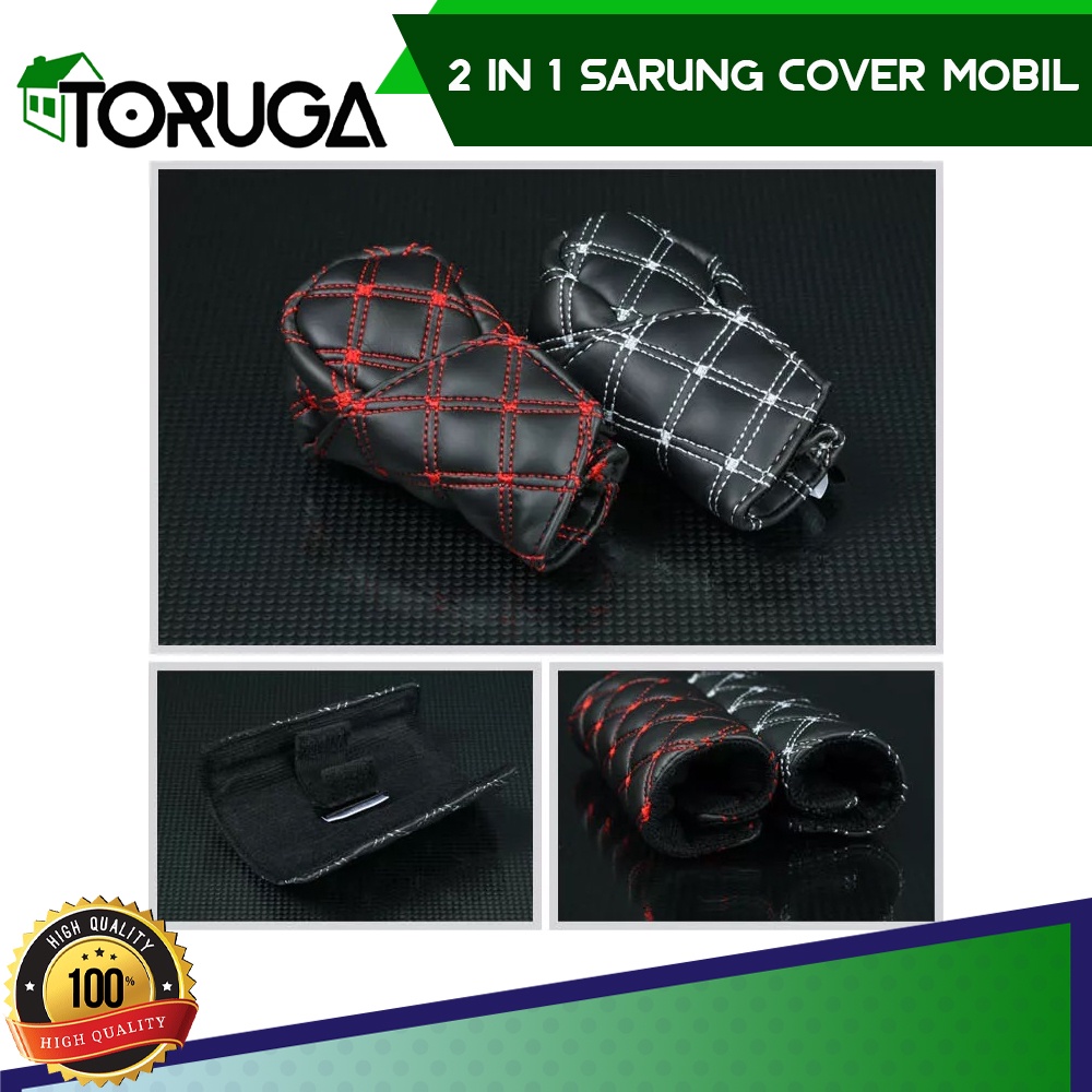 2 IN 1 SARUNG COVER MOBIL KULIT PERSNELING GIGI REM TANGAN HANDLE