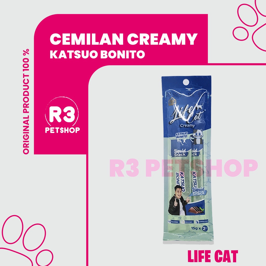 Cemilan Snack Kucing Adult &amp; Kitten Life Cat Creamy Treats 30gr  2 X 15gr Cair