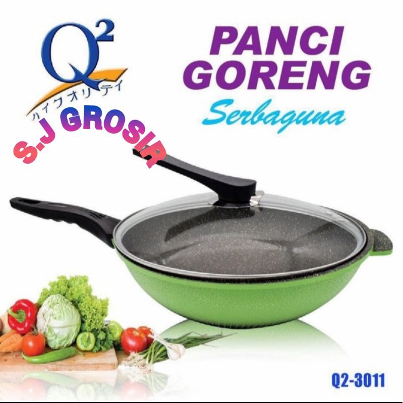 Wajan Anti Lengket Panci Goreng Serbaguna Q2 3011 - Wok Pan Marble