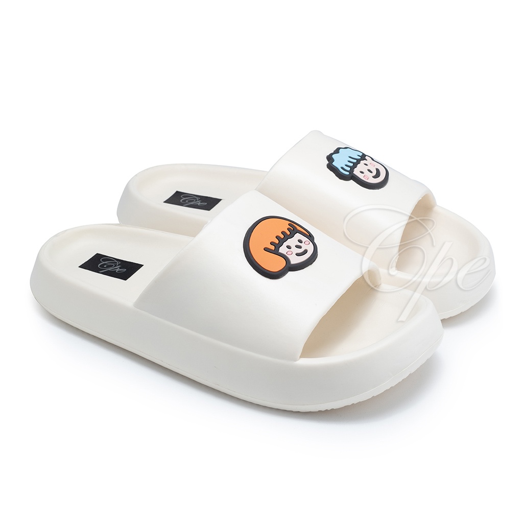 CPE SLPT GIRL BOY Sandal Slop Slip On Teplek Wanita Pria Sandal Cewek Cowok-White