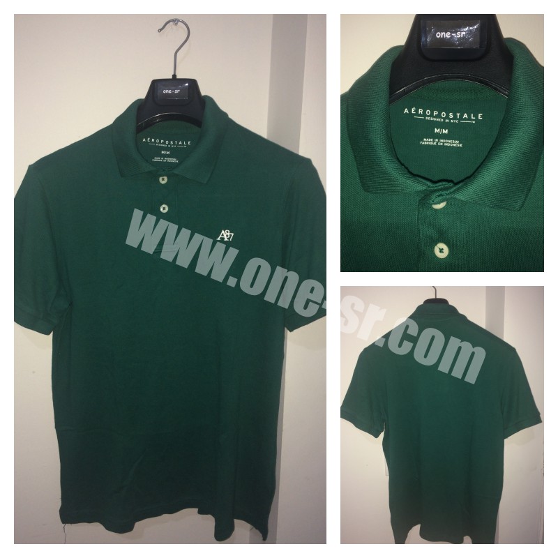 Polo Shirt Aeropostale Dark Green A87 Signature Original