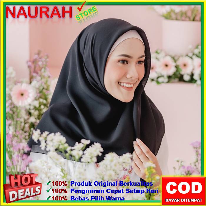 JILBAB SEGI EMPAT BELLA SQUARE PREMIUM BY NAURAH HIJAB BAHAN ADEM LEMBUT MUDAH DI BENTUK