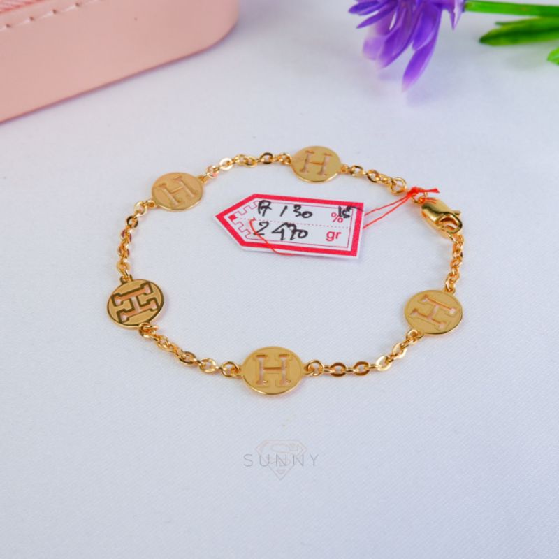 Gelang H emas asli 300%