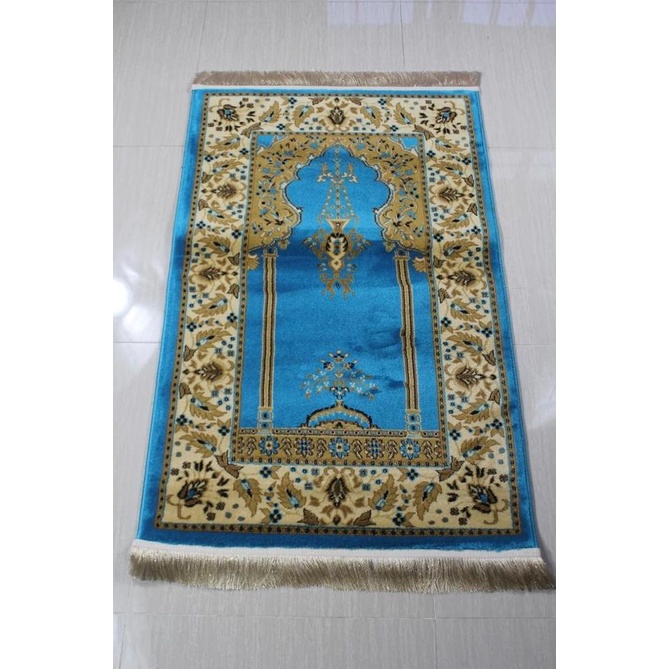 Sajadah Imam Import Turki Tebal 80x120/Karpet Sejadah Turki Biru