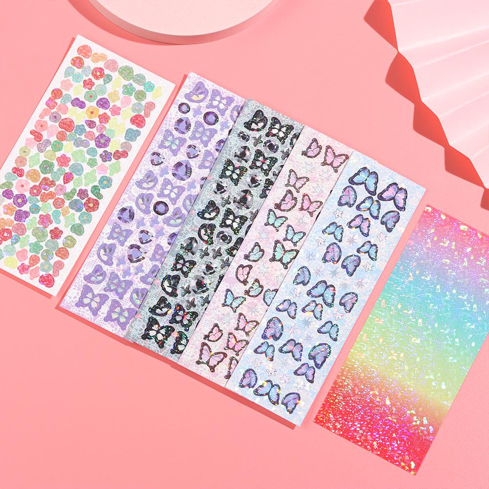 Stiker Kupu-Kupu Nanas Colorful Journal Doodling Album Label Stiker Laser