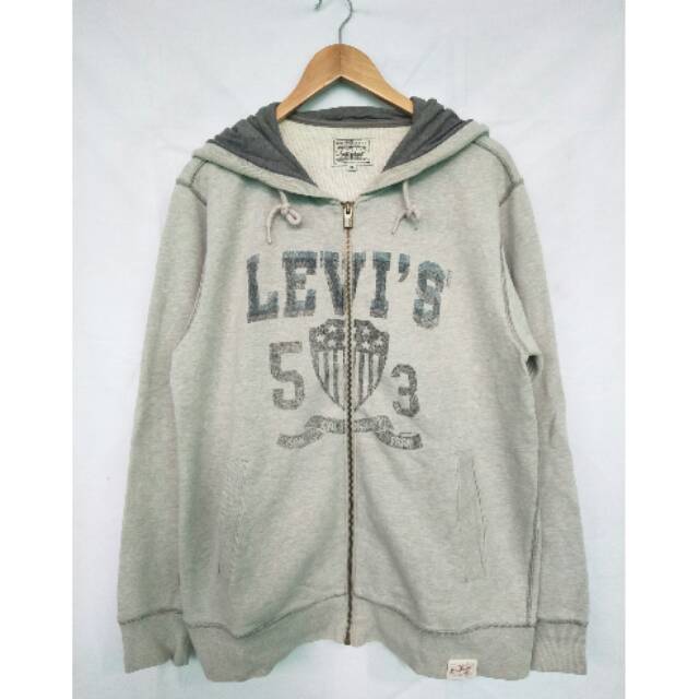 Jaket ziphoodie levi's second original abu2 cowok