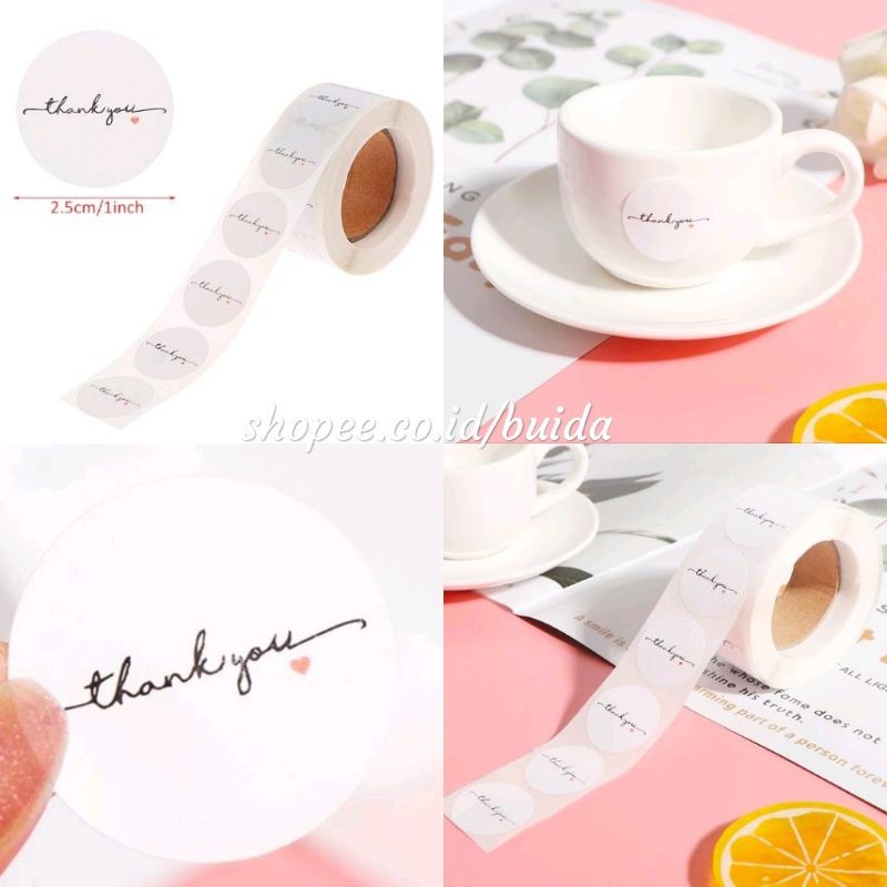 Label Sticker thank you white black elegan italic handwriting segel kemasan packaging sealer baking