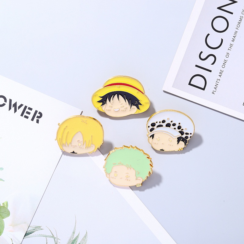 Bros Pin Enamel Desain Anime One Piece Luffy Zoro Rasanji Avatar Untuk Suvenir