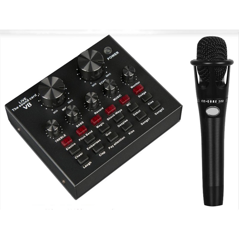 V8 external sound card microphone E300 set mobile phone computer K song live broadcast equipment