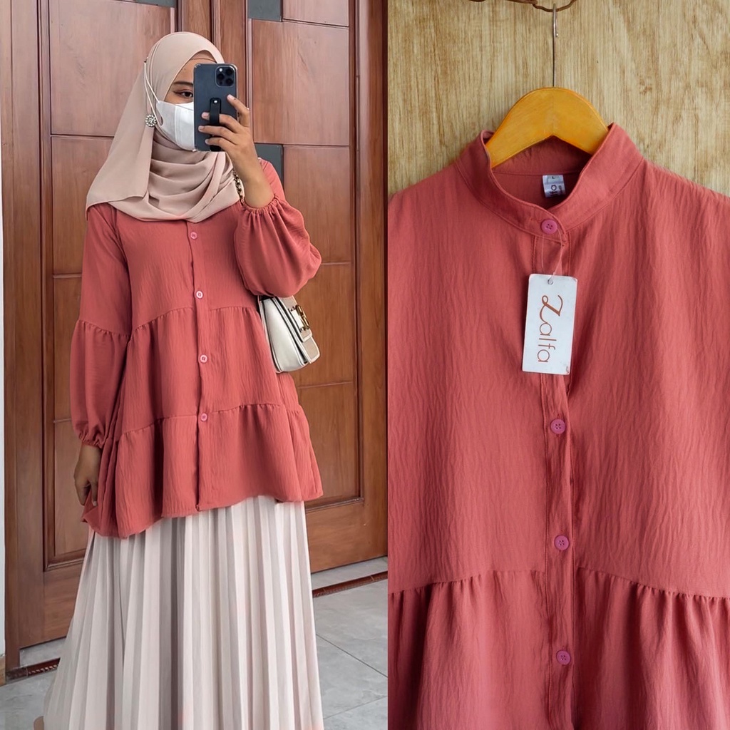 NOURA blouse by ZALFA OUTFIT / blouse polos / blouse crincle