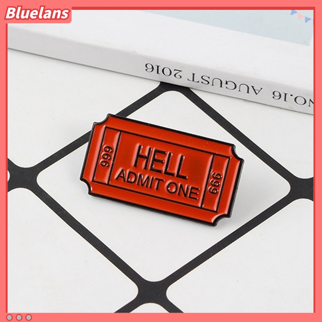 Bluelans Brooch Pin English Letter Clothes Decor Alloy English Letter Hell Admit One Badges Metal Brooch